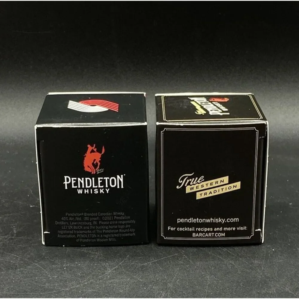 Pendleton Whisky Shot Glass Portland Trail Blazers New Boxed Bottle Topper LOT 2